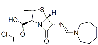 [2S-(2alpha,5alpha,6beta)]-6-[[(hexahydro-1H-azepin-1-yl)methylene]amino]-3,3-dimethyl-7-oxo-4-thia-1-azabicyclo[3.2.0]heptane-2-carboxylic acid monohydrochloride Structure