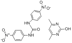 N,N'-ビス(4-ニトロフェニル)尿素·4,6-ジメチル-2(1H)-ピリミドン 化学構造式