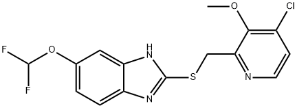 5-(二氟甲氧基)-2-{[(4-氯-3-甲氧基-2-吡啶基)甲基]硫}-1H-苯并咪唑, 368890-20-4, 结构式