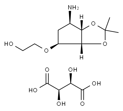 2-[[(3AR,4S,6R,6AS)-6-氨基四氢-2,2-二甲基-4H-环戊并-1,3-二恶茂-4-基]氧基]-乙醇 (2R,3R)-2,3-二羟基丁二酸盐, 376608-65-0, 结构式