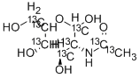N-[1,2-13C2]アセチル-D-[UL-13C6]グルコサミン 化学構造式