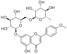 5-ヒドロキシ-2-(4-メトキシフェニル)-7-(6-O-α-L-ラムノピラノシル-β-D-グルコピラノシルオキシ)-4H-1-ベンゾピラン-4-オン 化学構造式