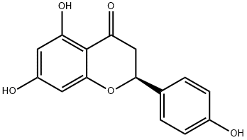 (2S)-2-(4-ヒドロキシフェニル)-5,7-ジヒドロキシ-2,3-ジヒドロ-4H-1-ベンゾピラン-4-オン 化学構造式