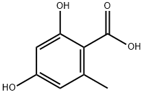 2,4-ジヒドロキシ-6-メチル安息香酸 化学構造式