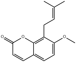 7-メトキシ-8-プレニル-2H-1-ベンゾピラン-2-オン 化学構造式