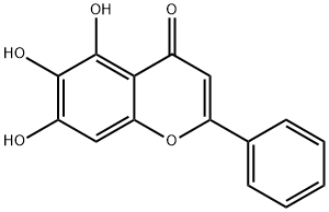 5,6,7-トリヒドロキシ-2-フェニル-4H-1-ベンゾピラン-4-オン 化学構造式