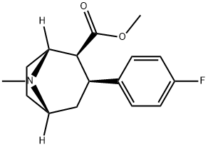 (1R,2S,3S,5S)-8-メチル-3-(4-フルオロフェニル)-8-アザビシクロ[3.2.1]オクタン-2-カルボン酸メチル 化学構造式