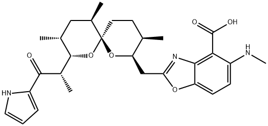 5-(Methylamino)-2-((3,9,11-trime-thyl-8-(1-methyl-2-oxo-2-(1H-pyrrol-2-yl)ethyl)-1,7-dioxaspiro(5.5)undec-2-yl)methyl)-4-benzoxazolcarbonsäure, (6S-(6 alpha(2S*,3S*), 8 beta(R*),9 beta, 11 alpha))-