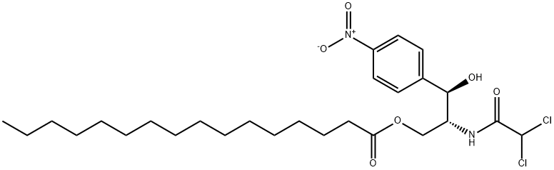 ヘキサデカン酸(2R,3R)-2-(ジクロロアセチルアミノ)-3-ヒドロキシ-3-(4-ニトロフェニル)プロピル 化学構造式