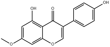 3-(p-ヒドロキシフェニル)-5-ヒドロキシ-7-メトキシクロモン 化学構造式