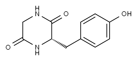 3-[(4-hydroxyphenyl)methyl]piperazine-2,5-dione Structure