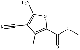 2-氨基-3-氰基-4-甲基-5-甲氧甲酰基噻吩, 61320-65-8, 结构式