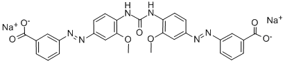 3,3'-[カルボニルビス[イミノ(3-メトキシ-4,1-フェニレン)アゾ]]ビス(安息香酸)二ナトリウム 化学構造式