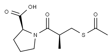 (2S)-1-(3-Acetylthio-2-methyl-1-oxopropyl)-L-proline Structure