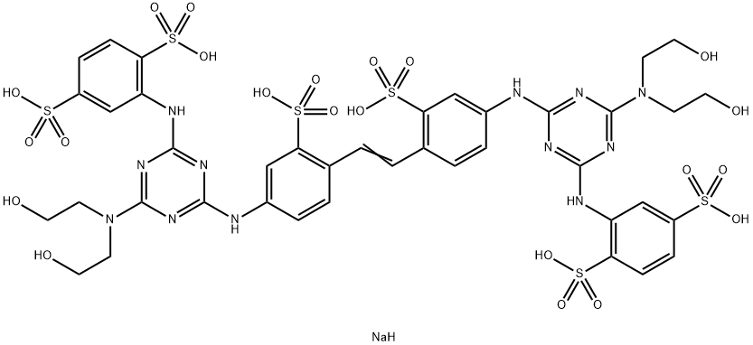 2,2'-(エテン-1,2-ジイル)ビス[5-[[4-[ビス(2-ヒドロキシエチル)アミノ]-6-[2,5-ビス(ソジオオキシスルホニル)フェニルアミノ]-1,3,5-トリアジン-2-イル]アミノ]ベンゼンスルホン酸ナトリウム]
