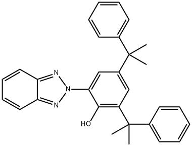 2-[2-ヒドロキシ-3,5-ビス(α,α-ジメチルベンジル)フェニル]-2H-ベンゾトリアゾール 化学構造式