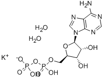 アデノシン5'-二りん酸一カリウム塩二水和物 化学構造式