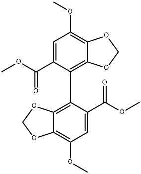 7,7'-ジメトキシ-4,4'-ビ(1,3-ベンゾジオキソール)-5,5'-ジカルボン酸ジメチル 化学構造式
