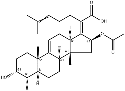 (8α,13α,14β,17Z)-16β-アセトキシ-3α-ヒドロキシ-9,11-ジデヒドロ-29-ノル-5α-ダンマラ-17(20),24-ジエン-21-酸 化学構造式