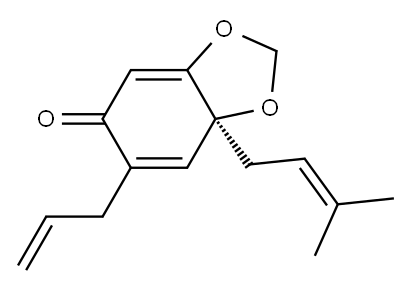 (S)-7a-(3-Methyl-2-butenyl)-6-(2-propenyl)-1,3-benzodioxol-5(7aH)-one Structure