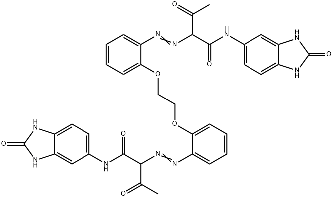 2,2'-[1,2-エタンジイルビス(オキシ-2,1-フェニレンアゾ)]ビス[N-[(2,3-ジヒドロ-2-オキソ-1H-ベンゾイミダゾール)-5-イル]-3-オキソブタンアミド] 化学構造式