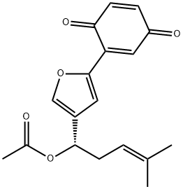 (-)-2-[4-[(S)-1-Acetoxy-4-methyl-3-pentenyl]-2-furanyl]-2,5-cyclohexadiene-1,4-dione Structure