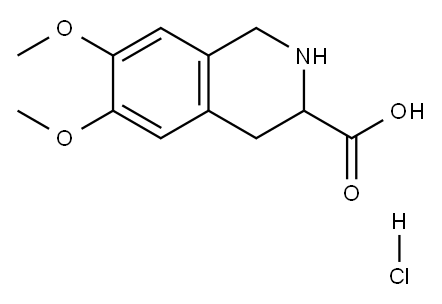 (S)-(-)-6,7-ジメトキシ-1,2,3,4-テトラヒドロイソキノリン-3-カルボン酸塩酸塩 化学構造式