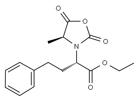 Ethyl (S)-2-[(S)-4-methyl-2,5-dioxo-1,3-oxazolidin-3-yl]-4-phenylbutyrate Struktur