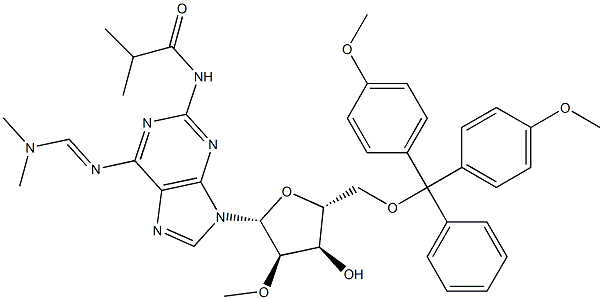 2-AMINO-5'-O-(DIMETHOXYTRITYL)-N6-(DIMETHYLAMINOMETHYLIDENE)-N2-(ISOBUTYRYL)-2'-O-METHYLADENOSINE Structure