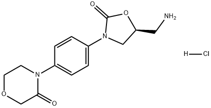(S)-4-(4-(5-(アミノメチル)-2-オキソオキサゾリジン-3-イル)フェニル)モルホリン-3-オン塩酸塩 化学構造式