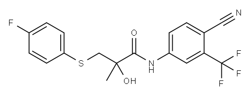 4′-シアノ-3-(4-フルオロフェニルスルファニル)-2-ヒドロキシ-2-メチル-3′-トリフルオロメチルプロパンアニリド 化学構造式