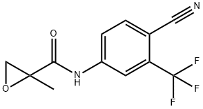 N-[4-シアノ-3-(トリフルオロメチル)フェニル]-2-メチルオキシラン-2-カルボキサミド 化学構造式
