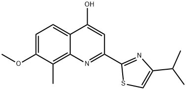 4-Quinolinol, 7-methoxy-8-methyl-2-[4-(1-methylethyl)-2-thiazolyl]- Structure
