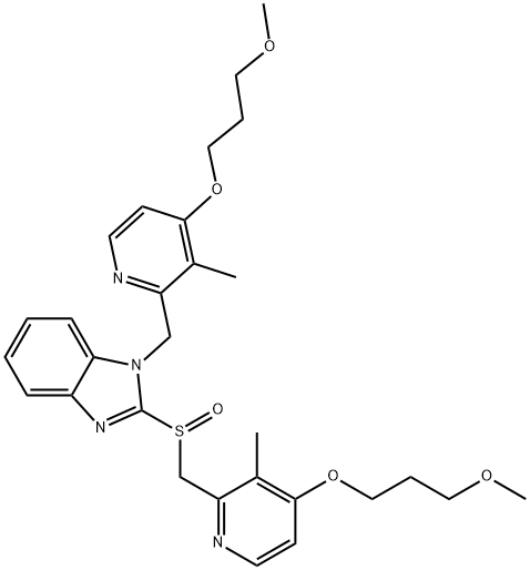 2-{[4-(3-甲氧基丙氧基)-3-甲基吡啶-2-基]甲亚磺酰基}-1-[4-(3-甲氧基丙氧基)-3-甲基吡啶-2-基]甲基苯并咪唑, 935260-92-7, 结构式
