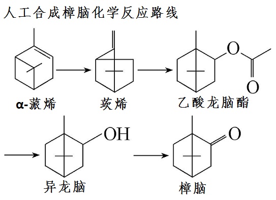 人工合成樟脑化学反应路线图