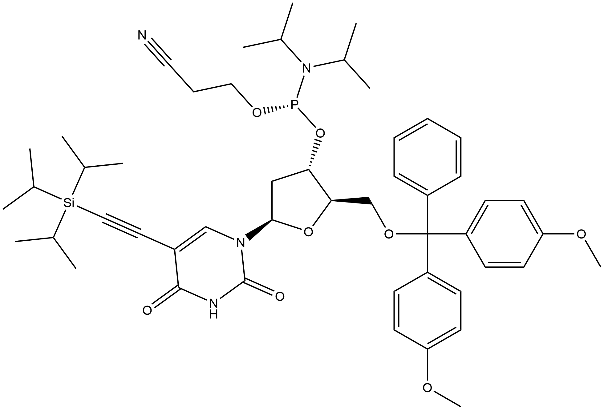 DMTR-5-ETHYNYL-TIPS-DU-3'-CE-PHOSPHORAMIDITE,1472616-97-9,结构式