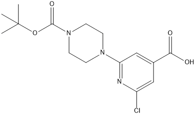 2-(4-(tert-butoxycarbonyl)piperazin-1-yl)-6-chloroisonicotinic acid,,结构式