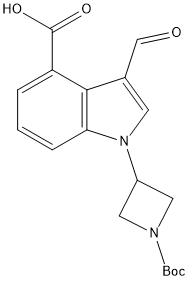 1-(1-(tert-butoxycarbonyl)azetidin-3-yl)-3-formyl-1H-indole-4-carboxylic acid,,结构式