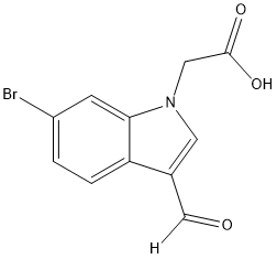 2-(6-bromo-3-formyl-1H-indol-1-yl)acetic acid,,结构式