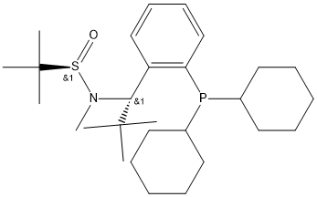S(R)]-N-[(1S)-1-[2-(二环己基膦)苯基]-叔丁基]-N-甲基-2-叔丁基亚磺酰胺,2253984-98-2,结构式