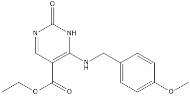 5-Pyrimidinecarboxylic acid, 1,2-dihydro-6-[[(4-methoxyphenyl)methyl]amino]-2-oxo-, ethyl ester Structure