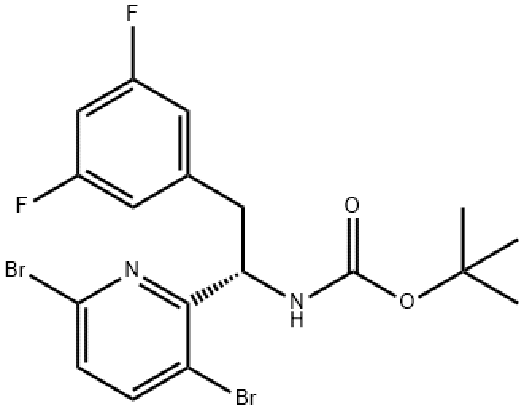 (S)-(1-(1-(3,6-二溴吡啶-2--2-基)-2-(3,5-二氟苯基)乙基)氨基甲酸酯叔丁基 产品图片