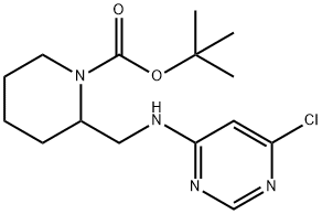 2-[(6-Chloro-pyrimidin-4-ylamino)-methyl]-piperidine-1-carboxylic acid tert-butyl ester Struktur