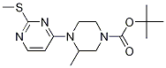 3-Methyl-4-(2-methylsulfanyl-pyrimidin-4-yl)-piperazine-1-carboxylic acid tert-butyl ester Struktur