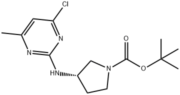 (S)-3-(4-氯-6-甲基-嘧啶-2-基氨基)-吡咯烷-1-羧酸叔丁基酯 结构式