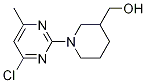 [1-(4-Chloro-6-methyl-pyrimidin-2-yl)-piperidin-3-yl]-methanol 化学構造式