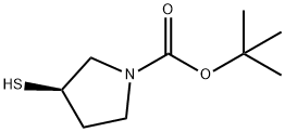 (R)-3-Mercapto-pyrrolidine-1-carboxylic acid tert-butyl ester 化学構造式