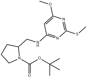 2-[(6-Methoxy-2-Methylsulfanyl-pyriMidin-4-ylaMino)-Methyl]-pyrrolidine-1-carboxylic acid tert-butyl ester Struktur