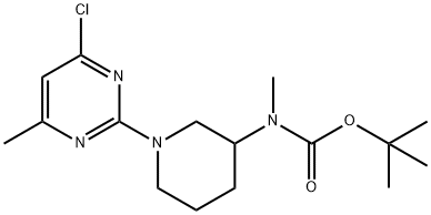 [1-(4-Chloro-6-methyl-pyrimidin-2-yl)-piperidin-3-yl]-methyl-carbamic acid tert-butyl ester Struktur