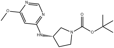 (S)-3-(6-甲氧基-嘧啶-4-基氨基)-吡咯烷-1-羧酸叔丁基酯, 1354010-22-2, 结构式